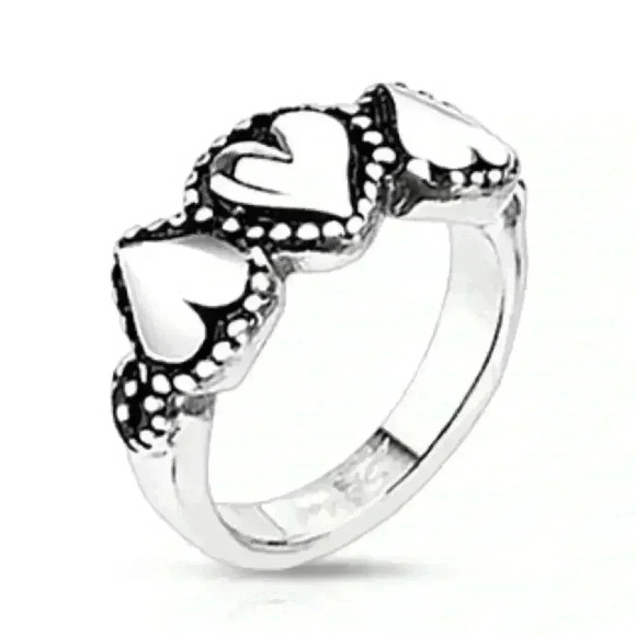 Triple Heart Stainless Ring - Picture 1 of 1
